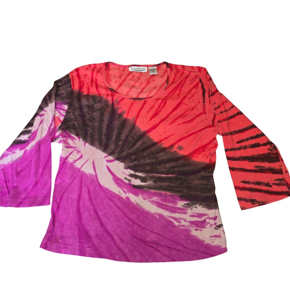 Tie Dye New Direction Size XL purple brown red 3/4 sleeve t-shirt
